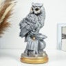 Копилка для денег «Сова с книгой», гипс, серебро, 21×17×35 см