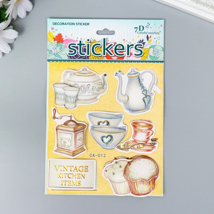 Наклейка картон 2 слоя "Посуда" 19х12,5 см