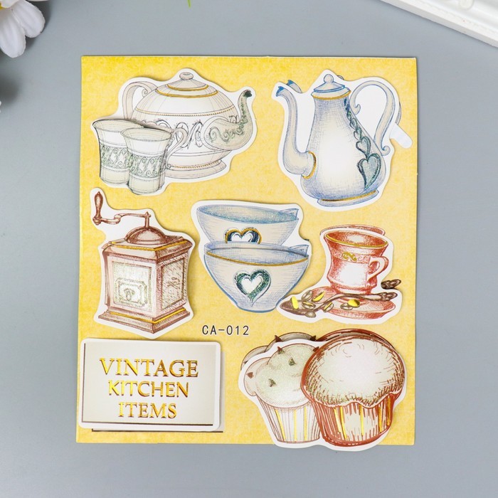 Наклейка картон 2 слоя "Посуда" 19х12,5 см