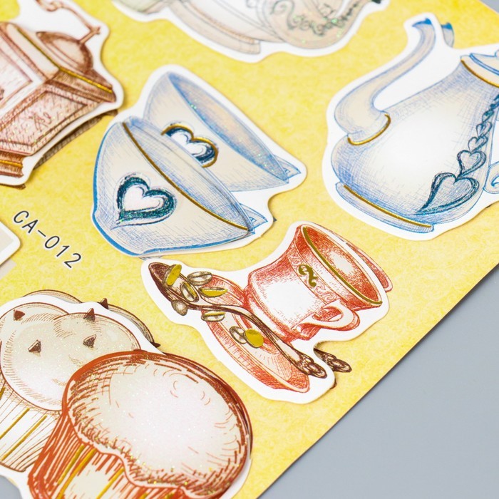 Наклейка картон 2 слоя "Посуда" 19х12,5 см