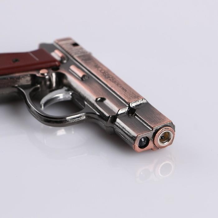 Зажигалка газовая для курения «Пистолет», металлическая, с фонариком, пьезо. 7×8 см