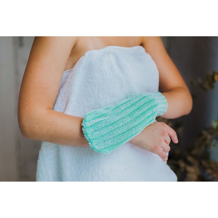 Мочалка - варежка для тела массажная Доляна, 19×11 см, жёсткая, МИКС