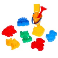 Набор для игры в песке №111: 6 формочек для песка, совок, грабли, ведро, МИКС