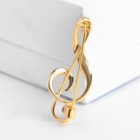 Брошь «Скрипичный ключ» классика, чёрная в золоте