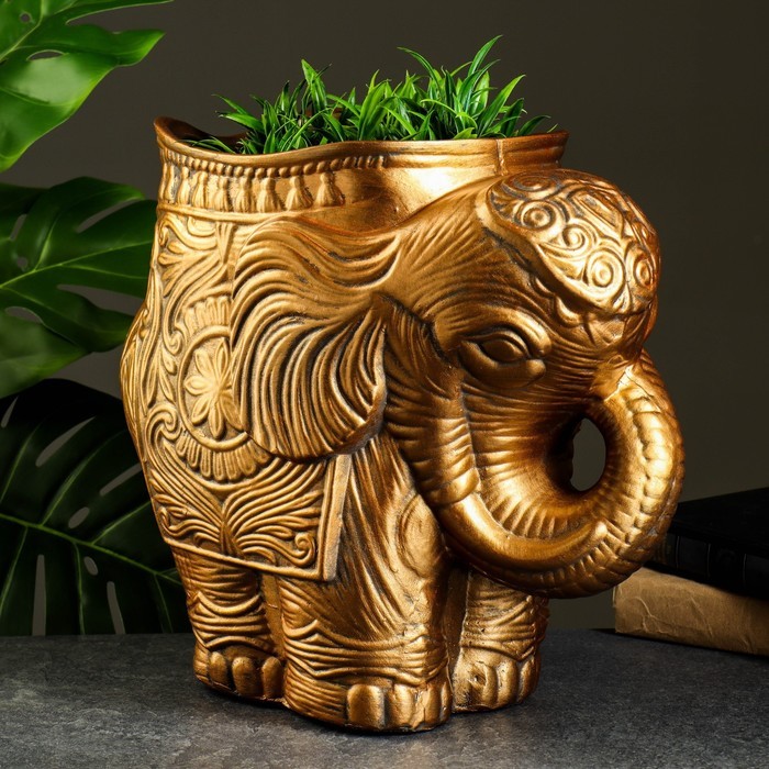 Фигурное кашпо "Слон средний", бронза 6 л/ 35х22х35 см Фигурное кашпо "Слон средний", бронза 6 л/ 35х22х35 см
