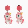 Серьги клипсы детские Выбражулька «Сказка», единорожка с цветочком, розовые
