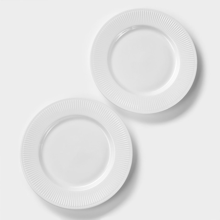 Тарелки Magistro Edne, 26.5×26.5×2.3 см, набор 2 шт., фарфор, белые