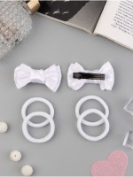 Набор для волос «Школьница галант», 4 резинки 3.5 см, 2 зажима 6 см, классик, белый