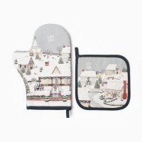 Набор кухонный Этель Winter village варежка 20х28см, прихватка 19х19см,100%хл