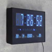 Часы настенные электронные, будильник, календарь, термометр, 15 х 36 см