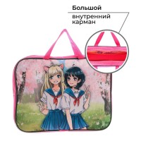 Папка для труда А4 на молнии текстиль 70 мм 350×270 «Аниме»