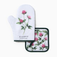 Кухонный набор «Клевер»: варежка-прихватка 20×27 см, прихватка 17×17 см