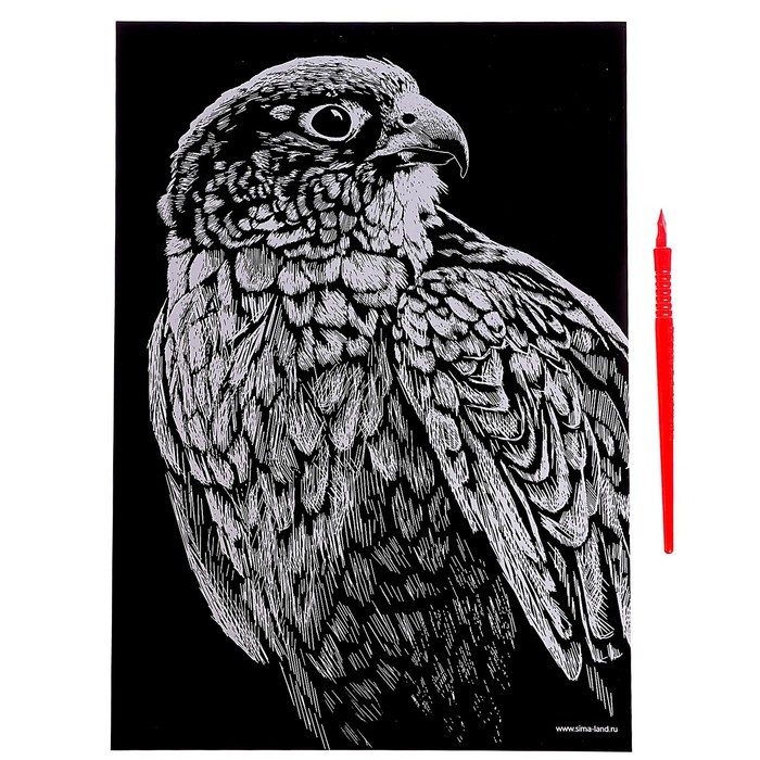 Гравюра «Сокол» с металлическим эффектом золота А4