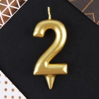 Свеча в торт цифра "2 " золото