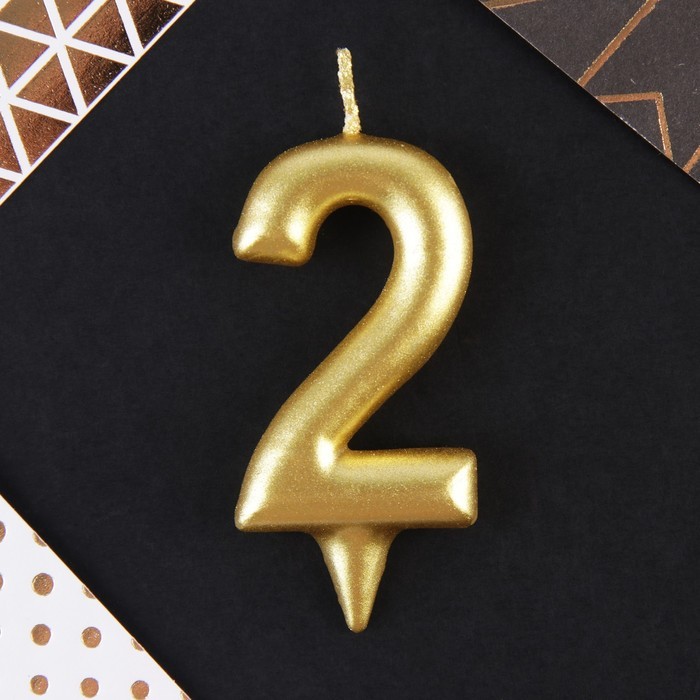 Свеча в торт цифра "2 " золото