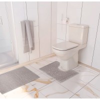 Коврики для ванной и туалета Доляна «Букли», 2 шт., 40×50, 50×80 см, серые