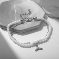 Браслет на ногу Queen Fair «Хвост» русалки, набор, цвет белый в серебре, 28,5 см