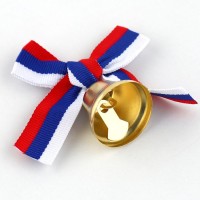 Колокольчик на булавке с бантом на выпускной, триколор, d = 2,6 см