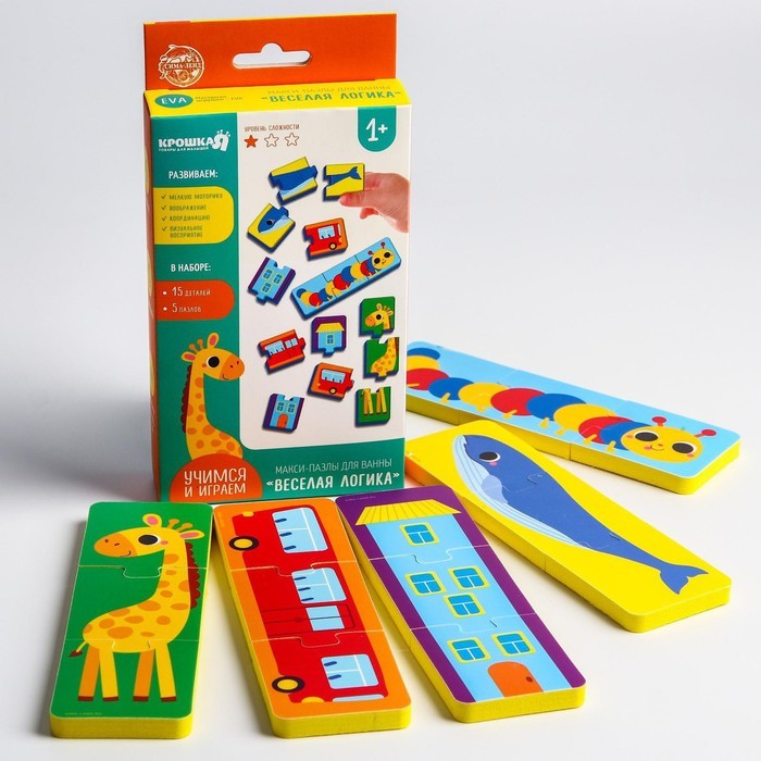 Мягкий пазл для малышей Крошка Я «Веселая логика», 5 пазлов, виды МИКС