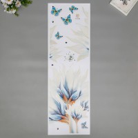 Наклейка пластик интерьерная цветная "Астры с бабочками" 30х90 см