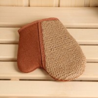 Мочалка из рами, варежка с хлопком, 18×21 см