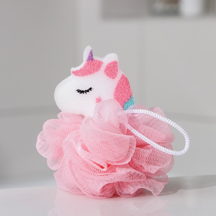 Мочалка для тела SAVANNA «Единорожка», цвет розовый