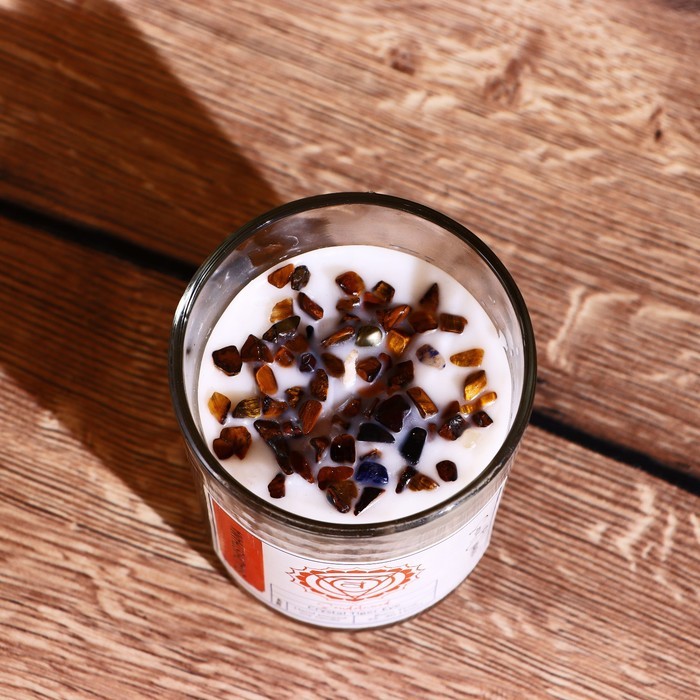 Свеча соевая "7 чакр" с кристаллами, 200 гр, Свадхистана