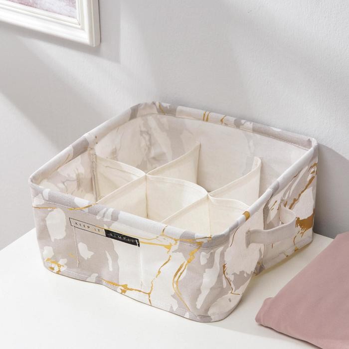 Органайзер для хранения Доляна «Мрамор», 6 отделений, 28.5×28.5×12 см, цвет серый