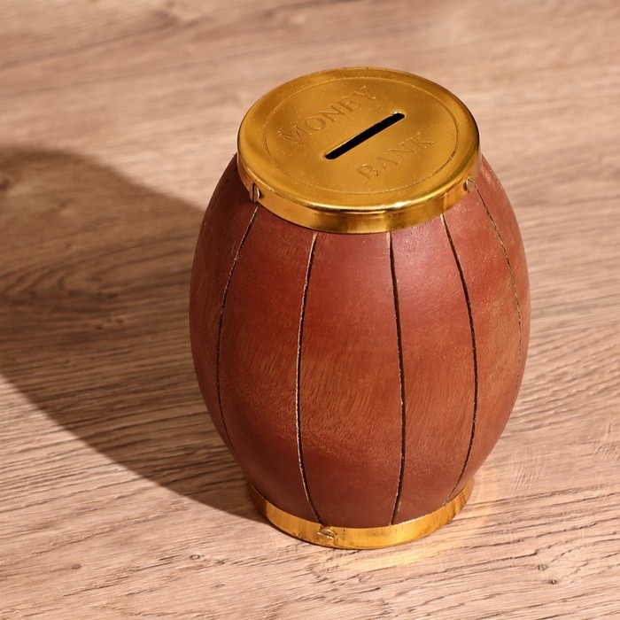 Копилка "Банк" 11х11х12 см, дерево шишам Копилка "Банк" 11х11х12 см, дерево шишам