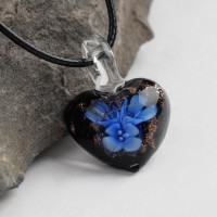 Кулон на шнурке «Муранское стекло», малый, сердечко темное, МИКС, 45 см