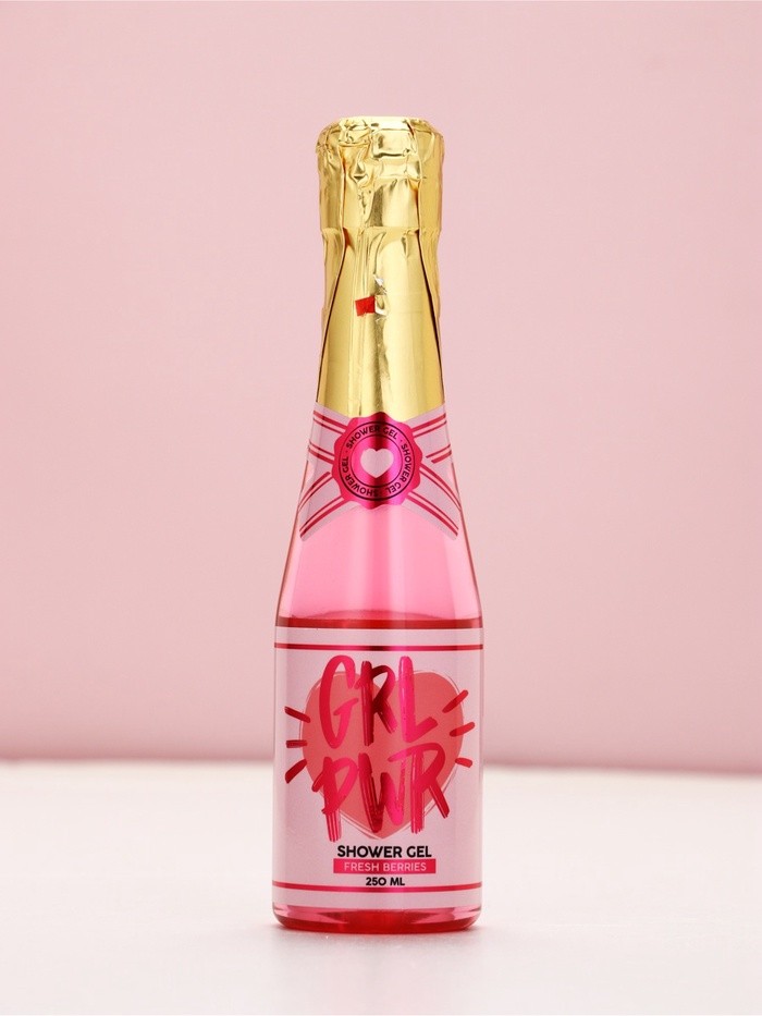 Подарочный набор: гель для душа шампанское 250 мл и свеча, аромат ягод, Чистое Счастье