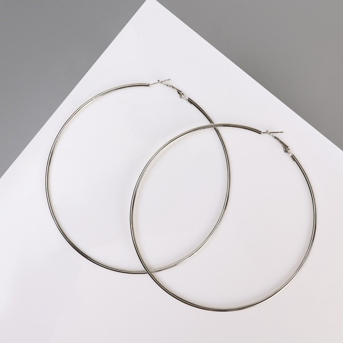 Серьги кольца QF «Классика», d=10 см, цвет серебро