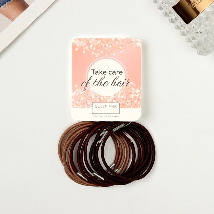 Резинки для волос "Мокко" (набор 12 шт) 4 см, коричневый