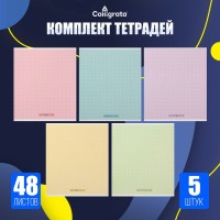 Набор тетрадей 48 листов в клетку Calligrata «В точку», обложка мелованный картон, 5 шт.