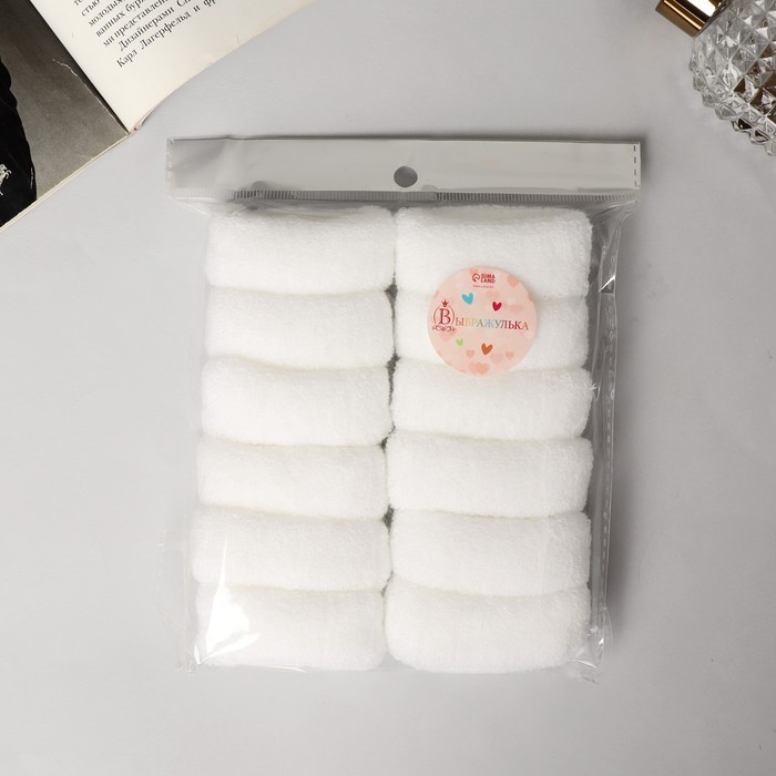 Резинки для волос Выбражулька «Махрушка», набор 12 шт., широкая классика, 7×2 см, белые