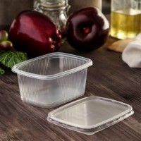 Набор одноразовых контейнеров с крышкой, 350 мл, 10,8×8,2×7 см, 10 шт, цвет прозрачный