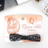 Заколка-автомат для волос "Лолита" бант, 7,5 см, тёмное серебро