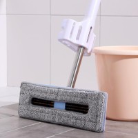 Швабра для мытья пола плоская с вертикальным отжимом и щеткой, 2 насадки из микрофибры 38×12 см, стальная ручка 136 см