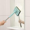 Щётка для окон Доляна, стальная телескопическая ручка 59(105) см, водосгон силикон 16 см, насадка микрофибра 12×16 см