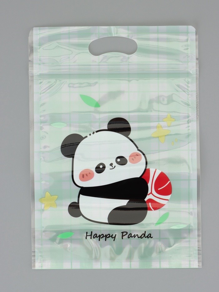 Пакет подарочный, с zip-lock застежкой, "Счастливая панда", 15х23 ± 1см МИКС