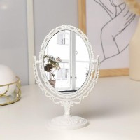 Зеркало настольное, двустороннее, с увеличением, зеркальная поверхность 11 × 15,5 см, цвет белый