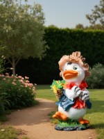 Садовая фигура из полистоуна «Утёнок с кукурузой», 48×22×26 см