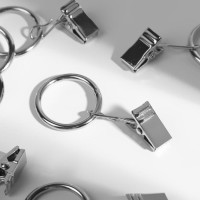 Кольцо для карниза, с зажимом, d = 37/44 мм, 20 шт, цвет серебряный