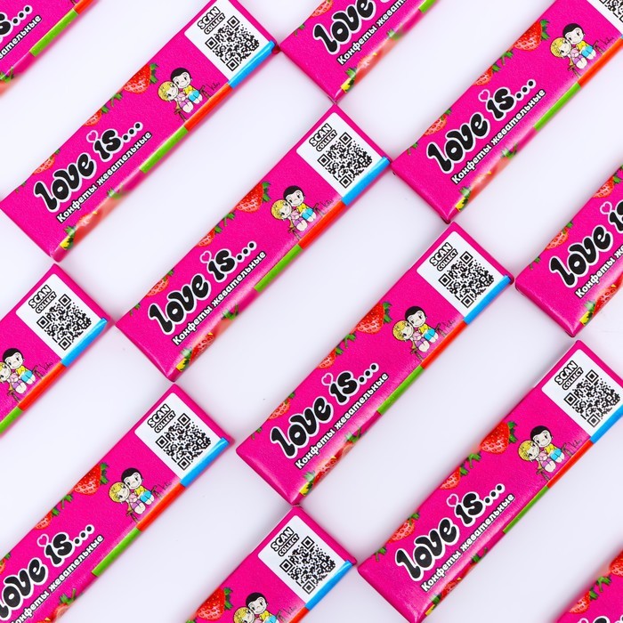 LOVE IS жевательные конфеты Клубника, 12*24*20г