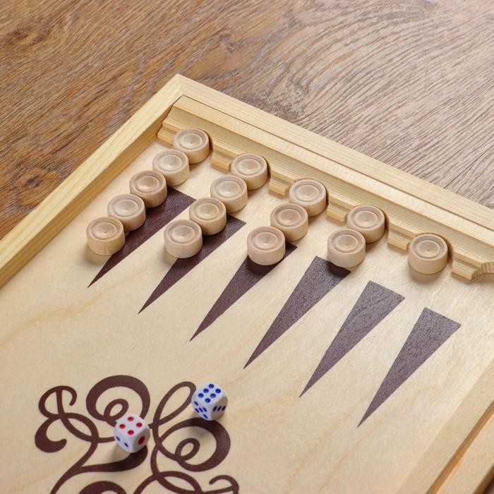 Нарды "Вьюн" деревянная доска 50 х 50 см, с полем для игры в шашки