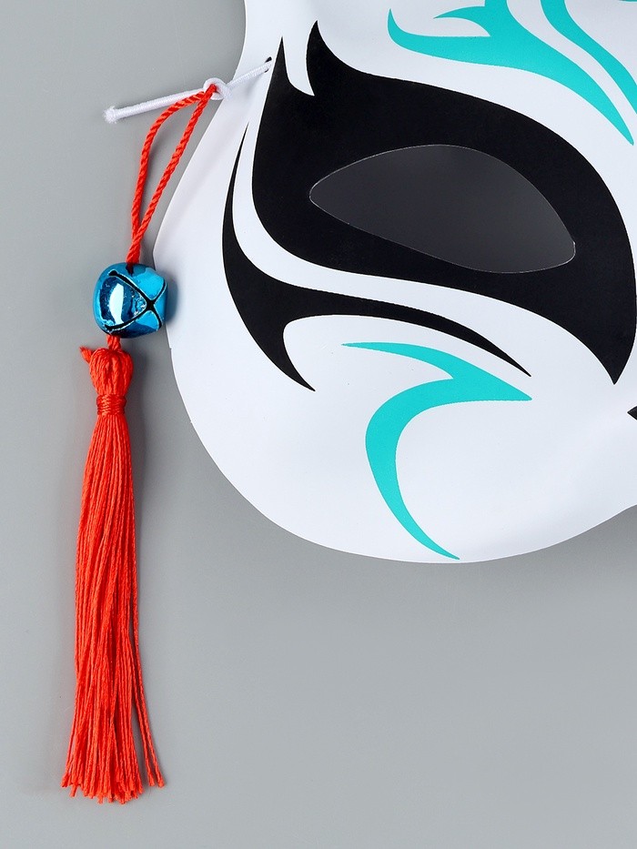 Карнавальная маска «Кицунэ», чёрный и голубой