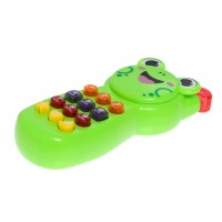 Музыкальный телефон детский «Любимые зверята», звук, свет, цвет зелёный