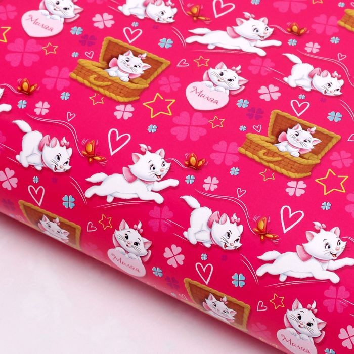 Бумага упаковочная глянцевая "Милая", 60х90 см, Коты аристократы