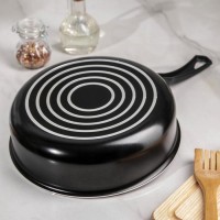 Сотейник Consul, 1,5 л, d=20 см, пластиковая ручка, стеклянная крышка, антипригарное покрытие, цвет чёрный