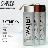 Бутылка для воды WATER, стекло, 350 мл, МИКС